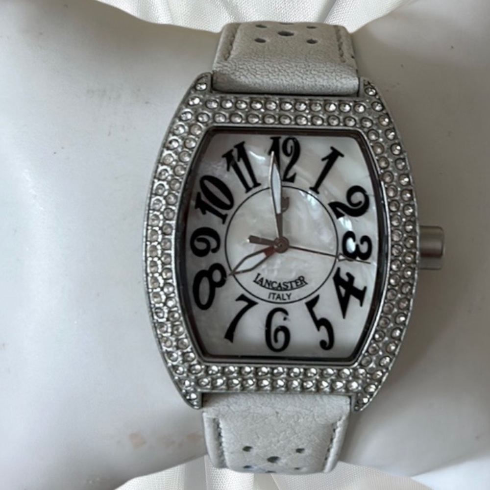 LANCASTER ITALY white leather watch